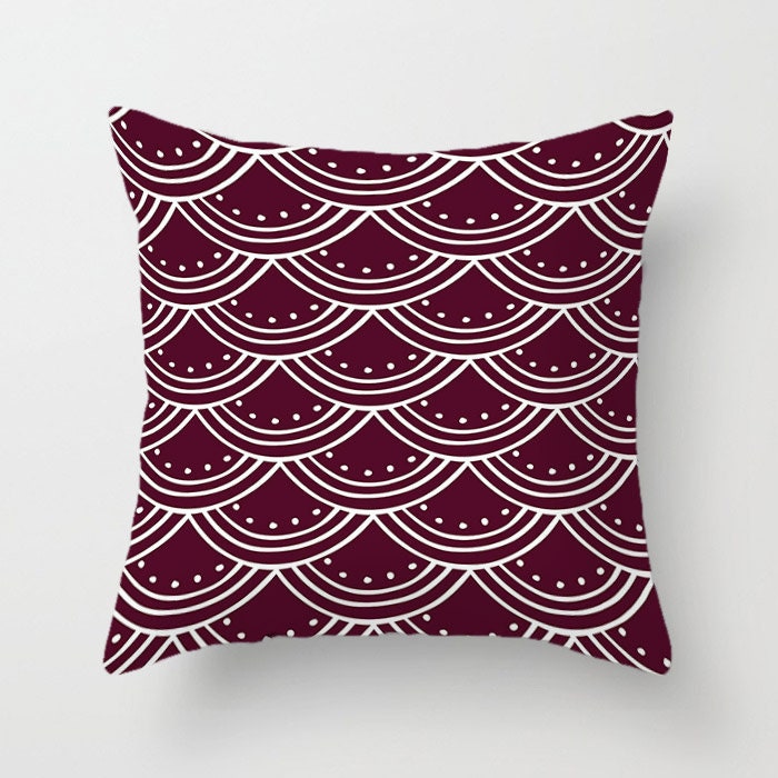 Red Gray Throw Pillow Covers Deep Red Black Beige White Etsy