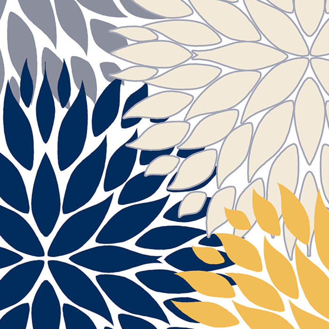 Blue and Yellow Shower Curtain Dahlia Floral Shower Curtain Etsy