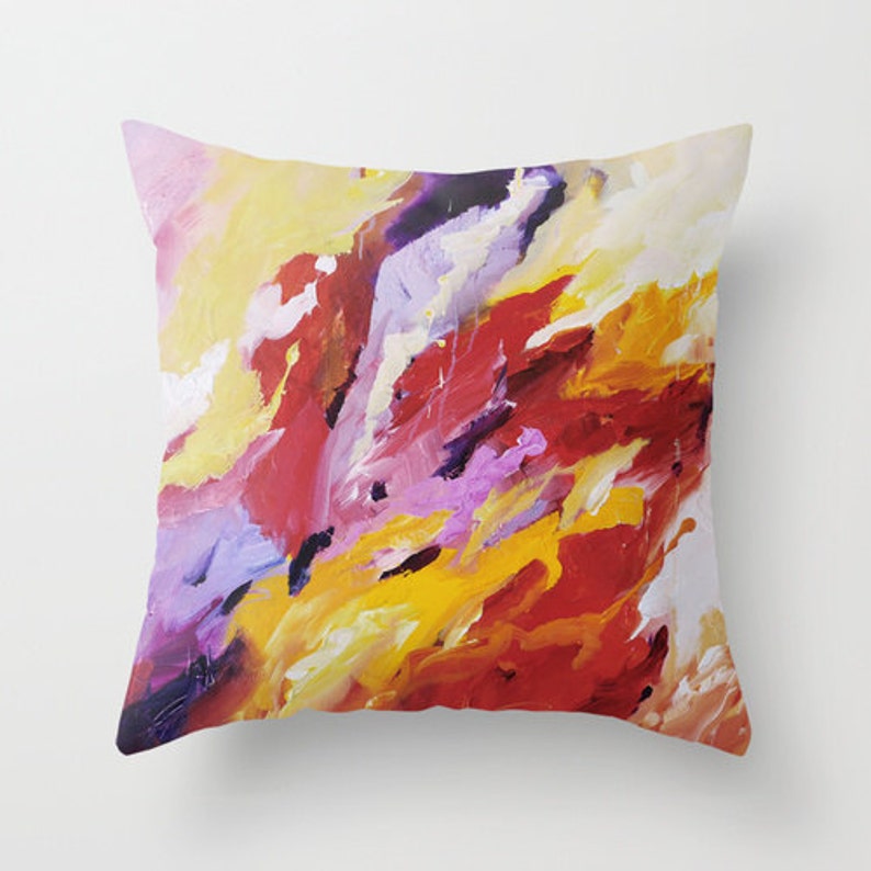 Red Purple Abstract Art Pillow Covers Colorful Artsy Throw Etsy Australia