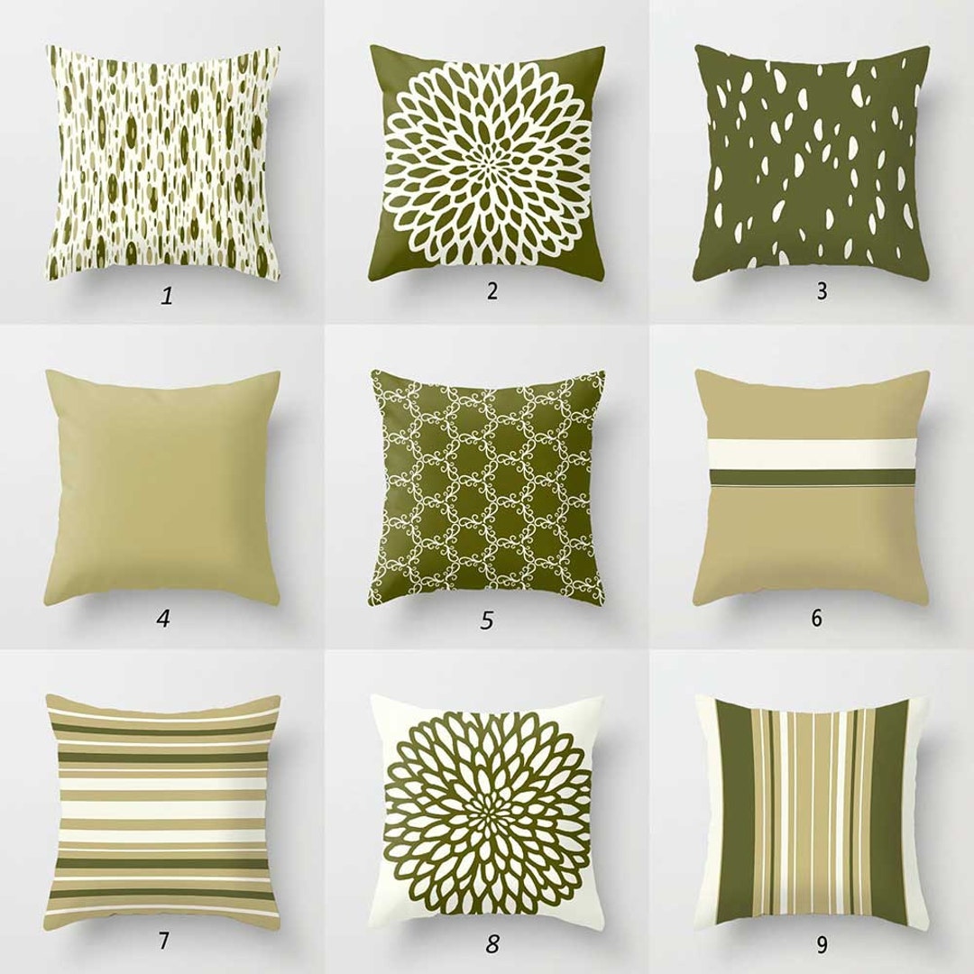 Olive Green Pillow Covers Dark Green Throw Pillow Case 