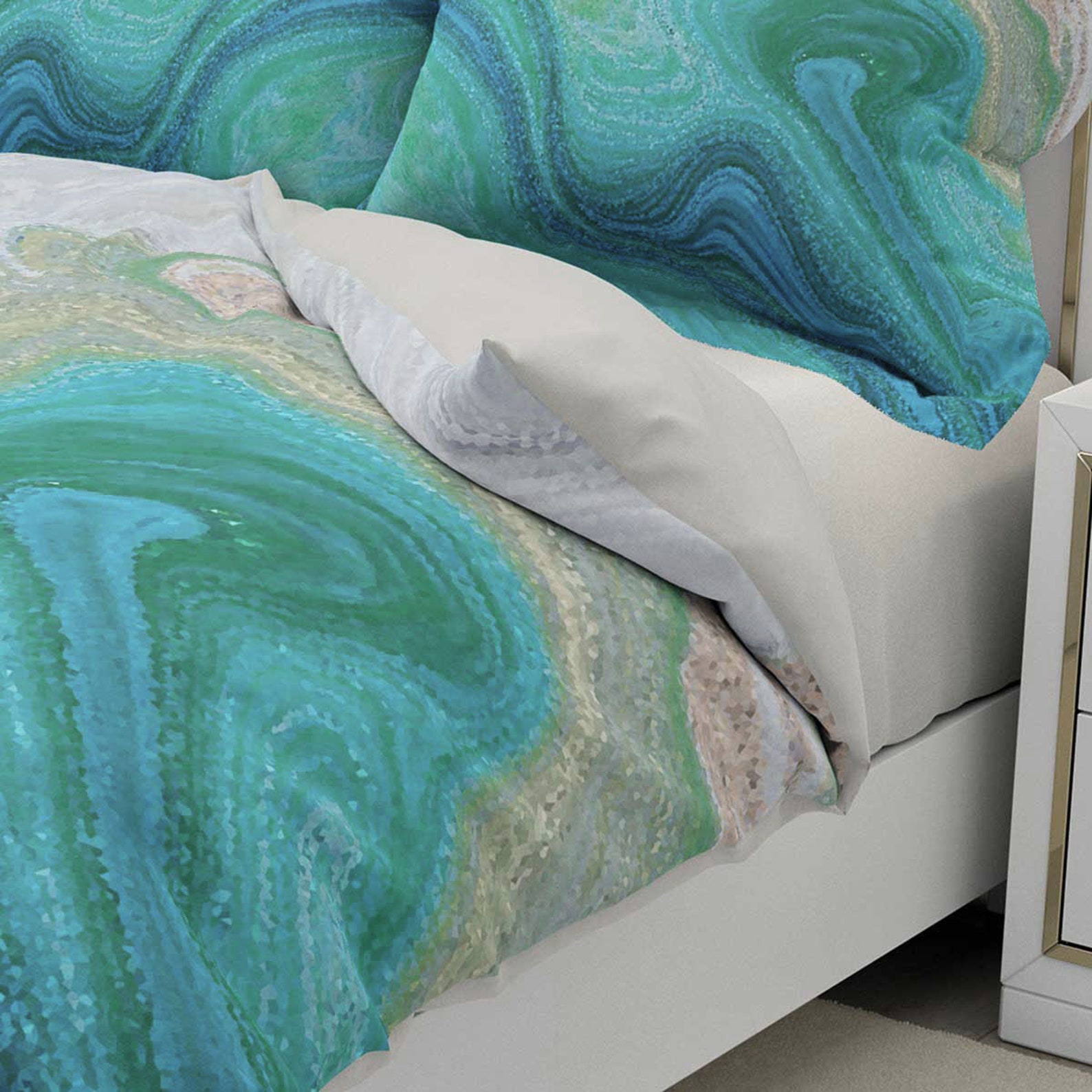 Coastal Duvet Cover Blue Seafoam Green Teal Bedding Set - Etsy