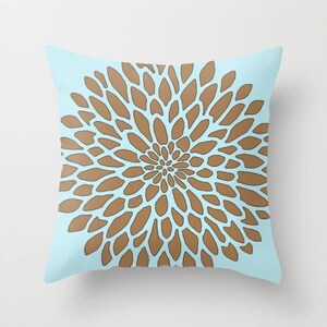 Blue Brown Gray Pillow Cover, Geometric Throw Pillow, Floral Cushion Covers, Unique Pillow Case, Mix Match Pillow for Couch image 3