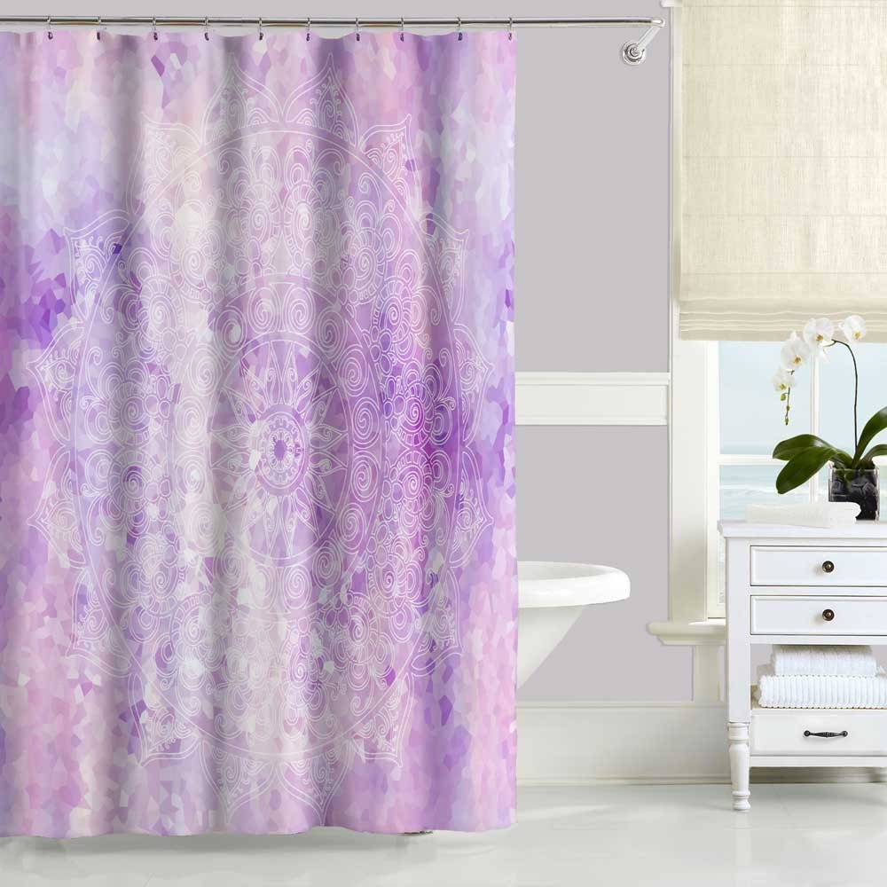 Purple Shower Curtain Lavender Pink Mandala Pattern Bath Etsy