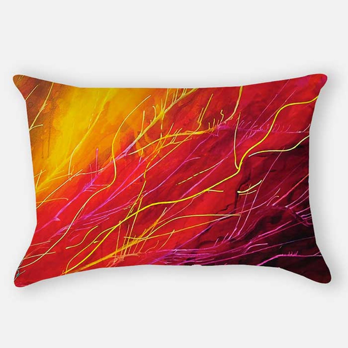 Red Yellow Pillow Covers Bright Abstract Art Cushion Cover Etsy