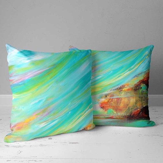 Abstract Throw Pillow Covers Turquoise Abstract Pillow Covers Turquoise Blue