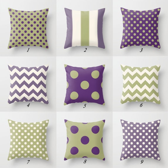 Sage Green and Purple Pillow Covers 