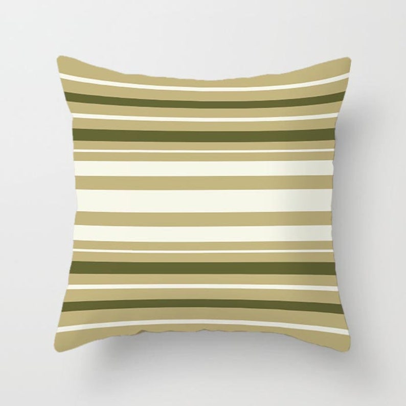 Olive Green Pillow Covers Dark Green Throw Pillows Striped Etsy