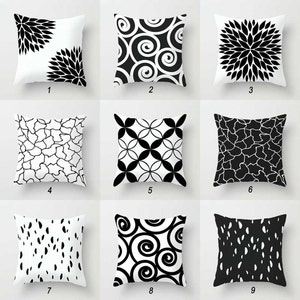 Black White Pillow Cover, Minimalist, Geometric Pillow, Floral Pillow, Trellis Pillow Case, Mix Match Cushion Cover, Unique Pillow Cover