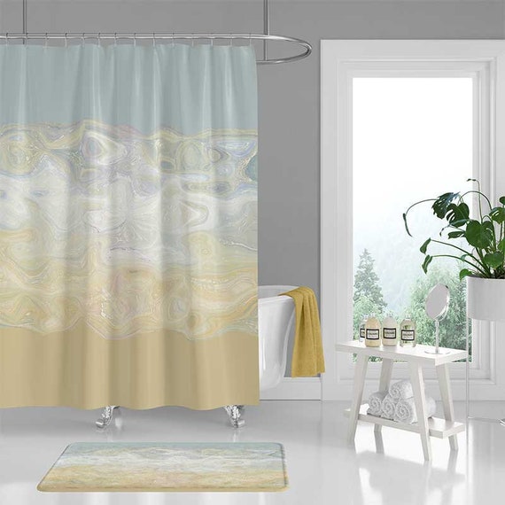 Gray And Yellow Shower Curtain Bathroom Fabric Geometric Design Microfiber Supplies Accessories Garden Curtains Gray And Yellow Shower Curtain Bathroom, Gray And Yellow Shower Curtains