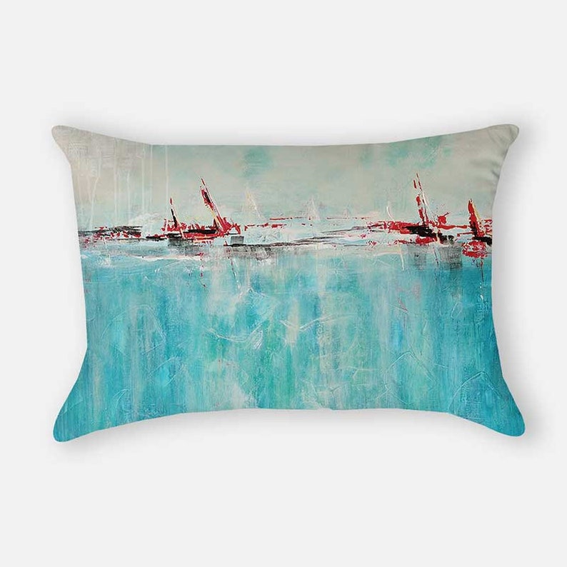 Blue Red Throw Pillow Cover Abstract Art Throw Pillow Case Etsy