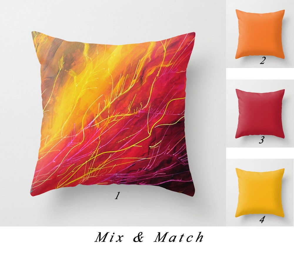 Red and yellow throw pillows hotsell