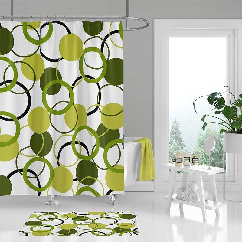 Green Shower Curtain Bathroom Floor Rug White Dark Create 50