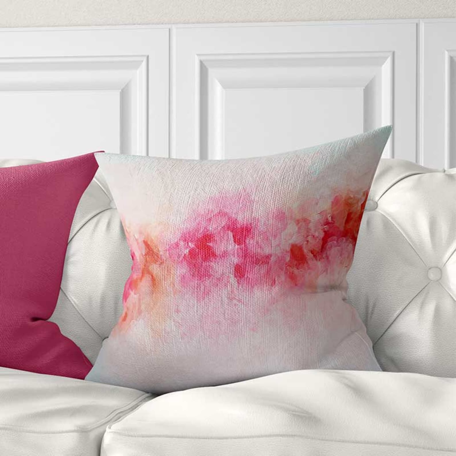 Artistic Pillow Cover With Flowers Abstract Art Throw Pillow Etsy