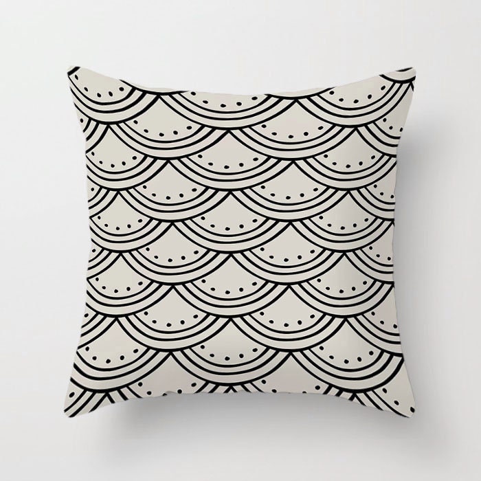Black And White Cushion Covers Geometric Triangles, Stripe & World
