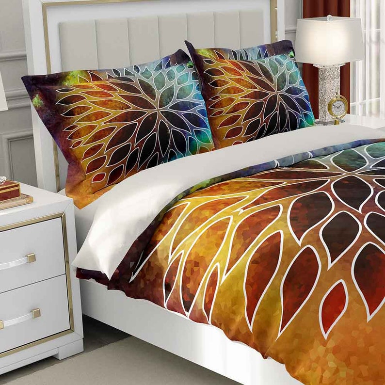 Abstract Duvet Cover Colorful Bedding Set Pillow Shams Etsy