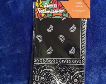 Black face mask, Bandana, 100% cotton, 52.5cm x 52.5 cm