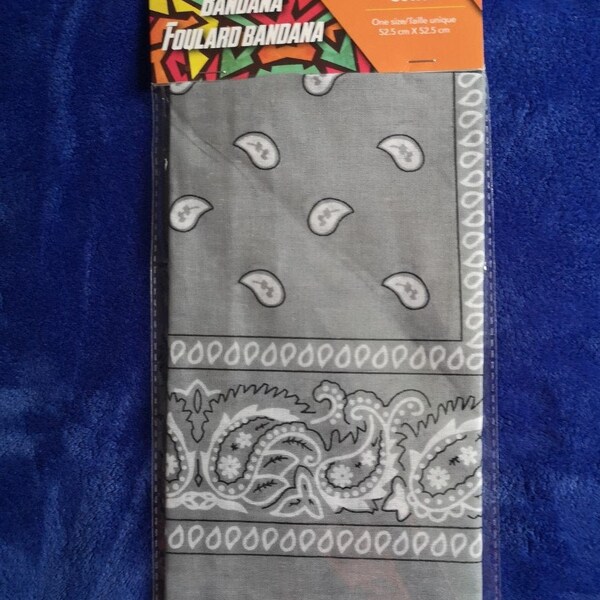 Grey Bandana, Cotton, 52.5 cm x 52.5 cm,