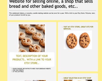 Creador de sitios web para panaderías, tiendas de galletas, enlace a Etsy incluido (1 año)