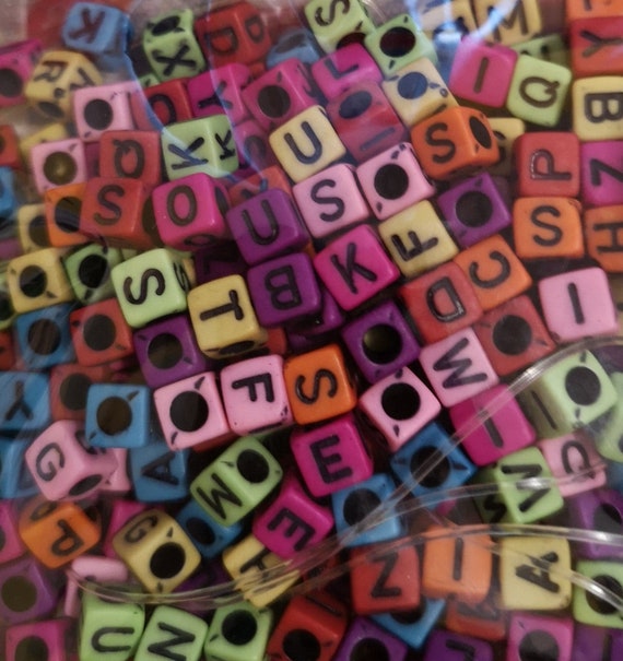 Square Alphabet letter beads 5 x 5 mm for Craft jewelry Etsy