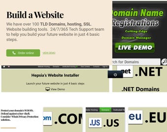 Creación de sitios web, nombres de dominio, alojamiento web, certificados SSL, plantillas para sitios web inmobiliarios.