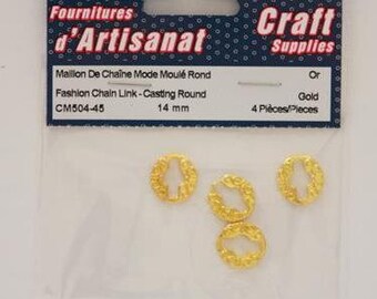 Gold chain link, 14mm, round