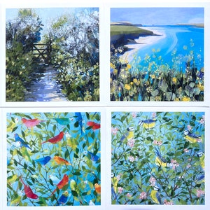Cartes de voeux oiseaux et fleurs