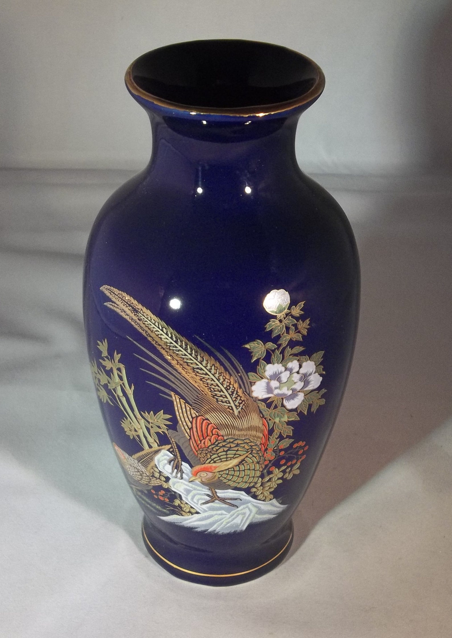Kutani cobalt blue vase Etsy