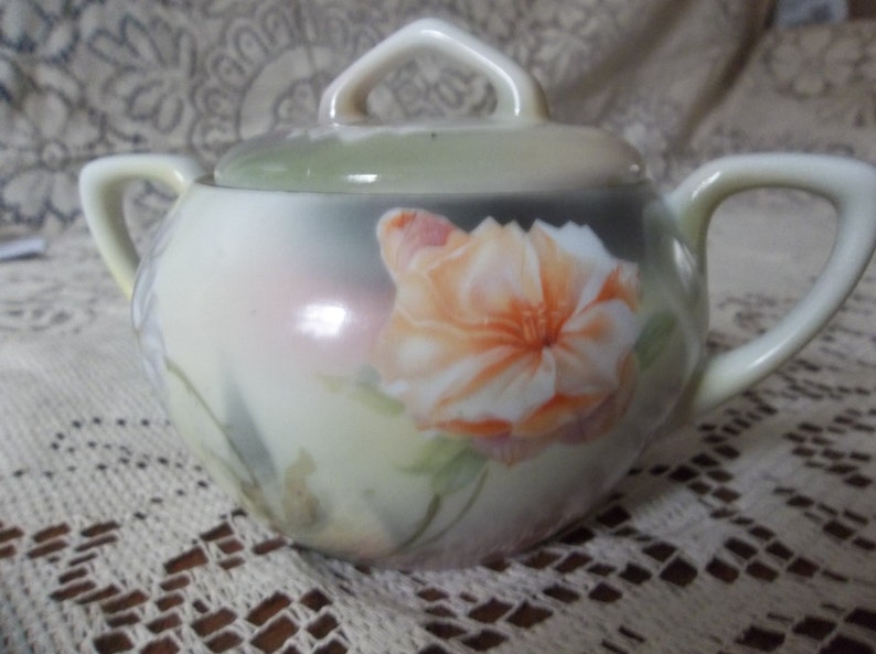 R S German covered sugar bowl