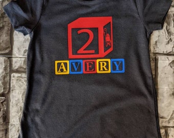 Primary Color Blocks Birthday Shirt