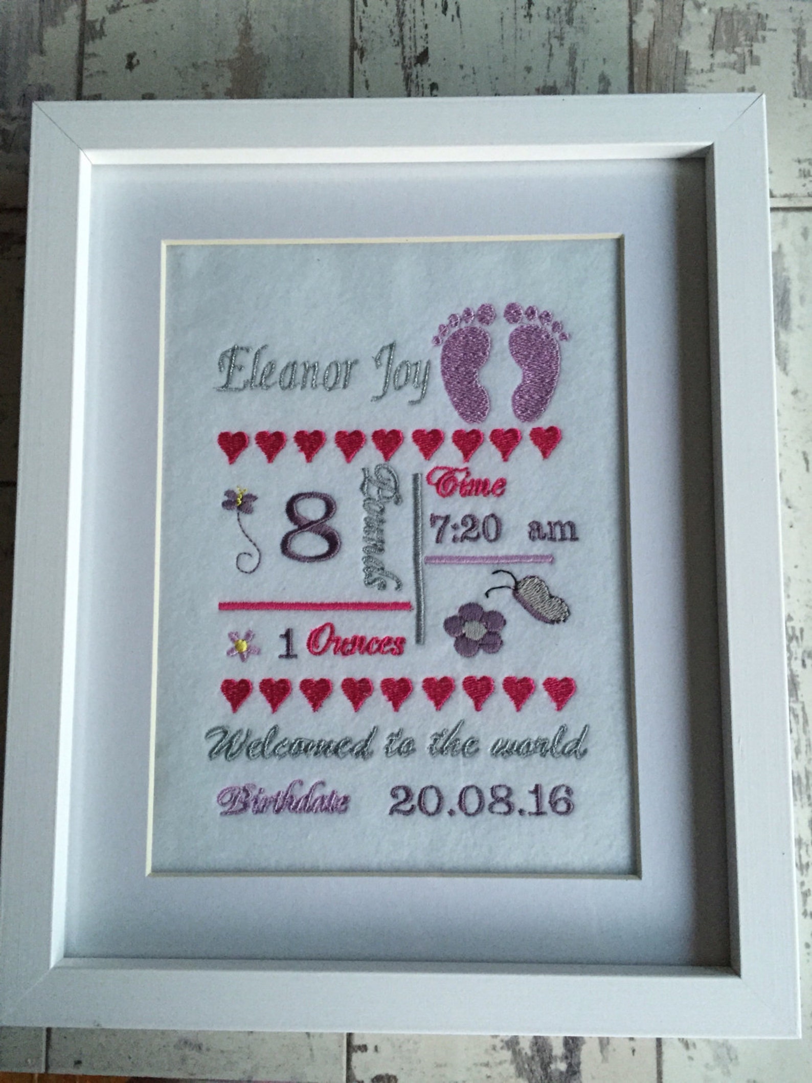 Birth Announcement Newborn Gift Framed Gift Personalised Etsy