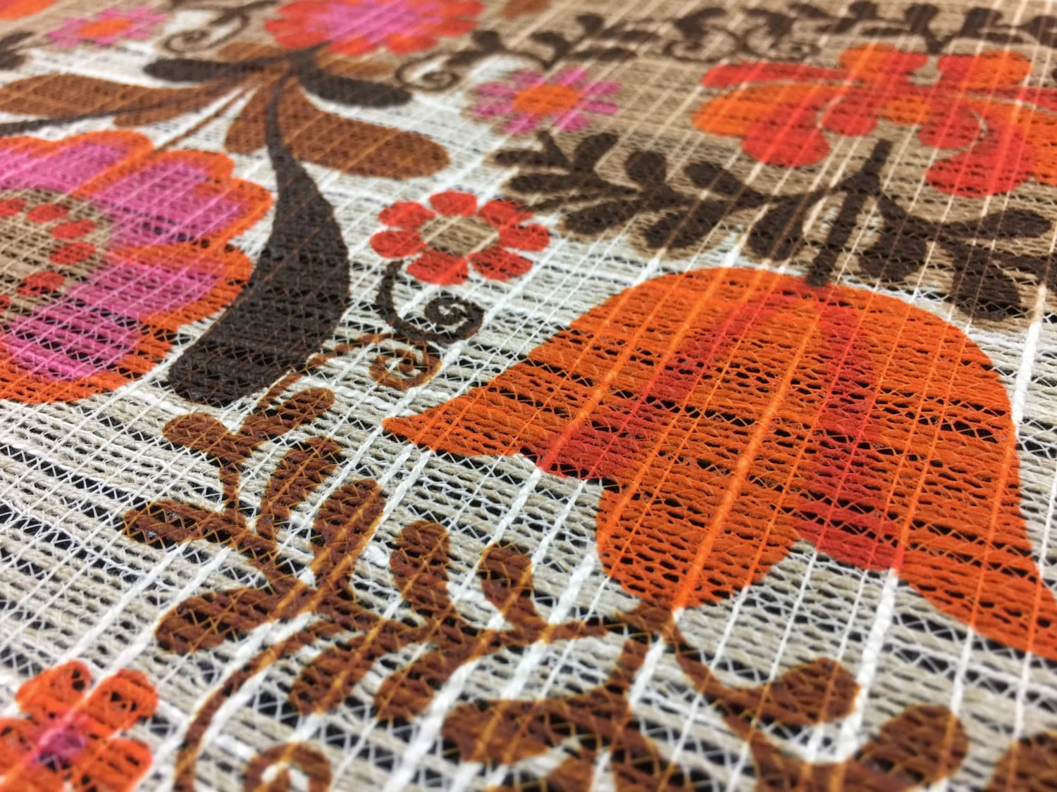 German FabricVintage 70s Fabric 50 x 120 cm :Land Haus Blumen