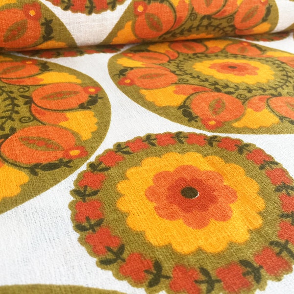Tela vintage alemana 50cmx120cm Flor Power Circle