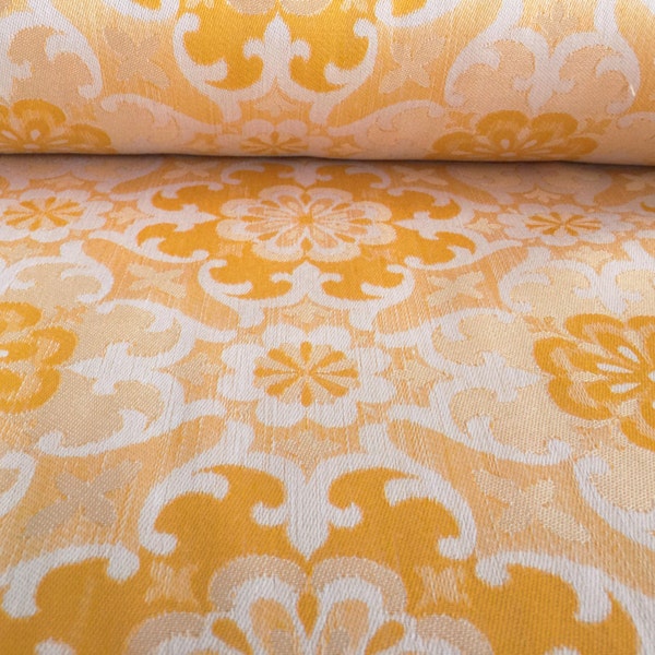 Vintage 70s fabric 50 x 120 cm peach yellow flower