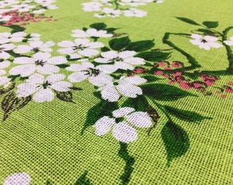 Vintage 70s fabric 50 x 120 cm leaves linen