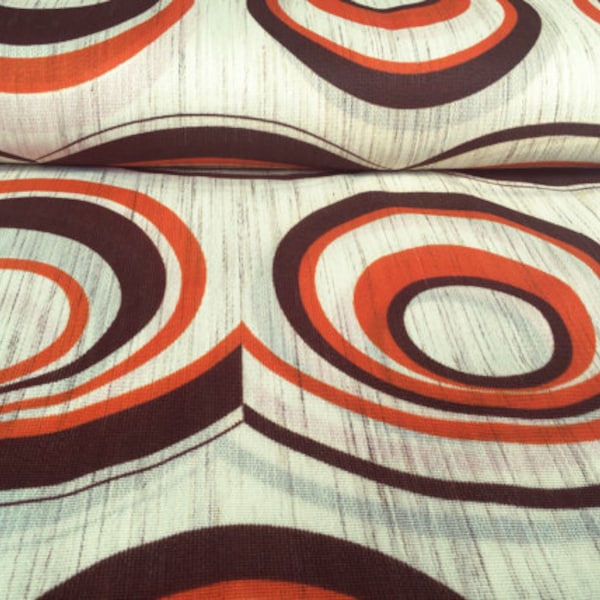 German vintage 70s fabric 50 x 120 cm orange circle