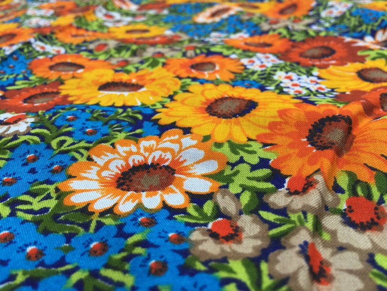 German Vintage Fabric 50cmx120cm Flowers Etsy
