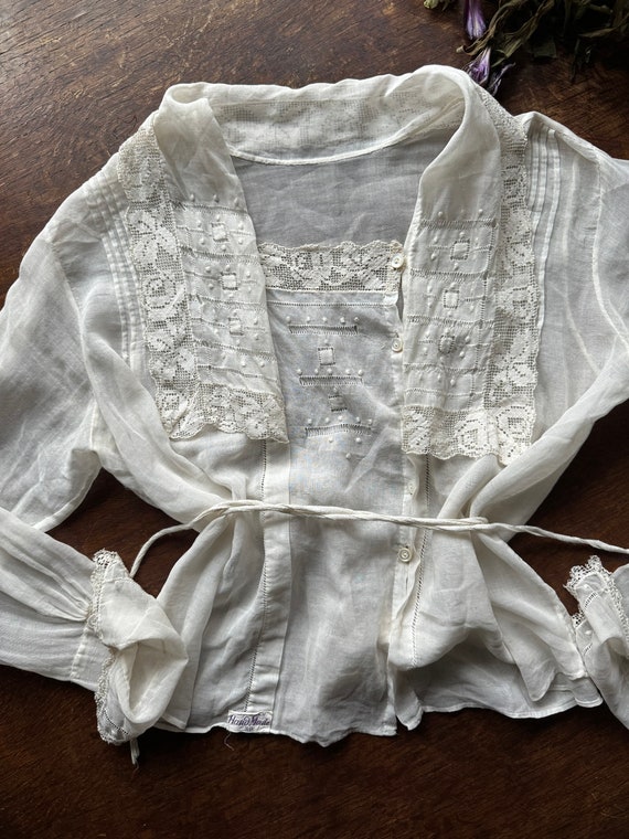 Vintage Antique Edwardian 1910s 1920s Blouse Top … - image 4