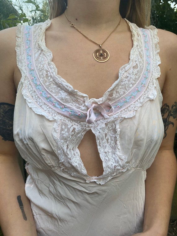 Asymmetrical 1930s Silk Night Gown / Dress / Slip