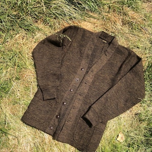 Vintage 1920s 1930s Wool Brown Cardigan