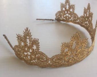 Adult size gold crown, gold crown, crown headband, Birthday crown, First birthday crown, Gold crown headband, Toddlers crown, Princess crown