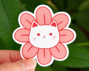 Sticker chat fleur// Vinyle mat