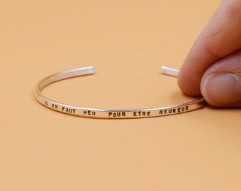 Bracelet personalized silver, with message, adjustable