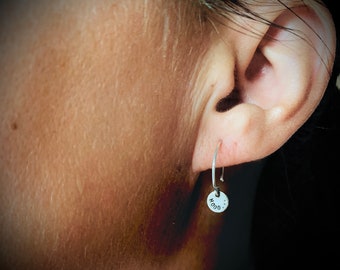 Minimalist 925 silver mini hoop earrings, with personalized engraving