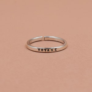 Anel de prata gravado ajustável personalizável, anel minimalista fino