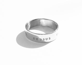 Silver wedding ring, engraved and personalized, wedding ring