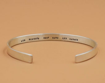 Man Bracelet silver, customize,  with message, adjustable