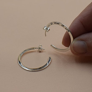 Creole earrings in silver 925 silver minimalist, with custom engraving