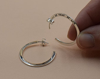 Creole earrings in silver 925 silver minimalist, with custom engraving