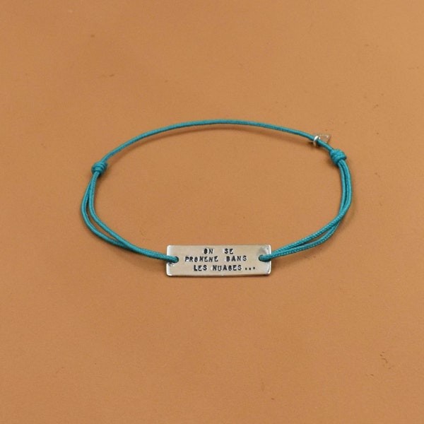 Bracelet pour homme en argent personnalisé à message réglable, sur cordon de couleur