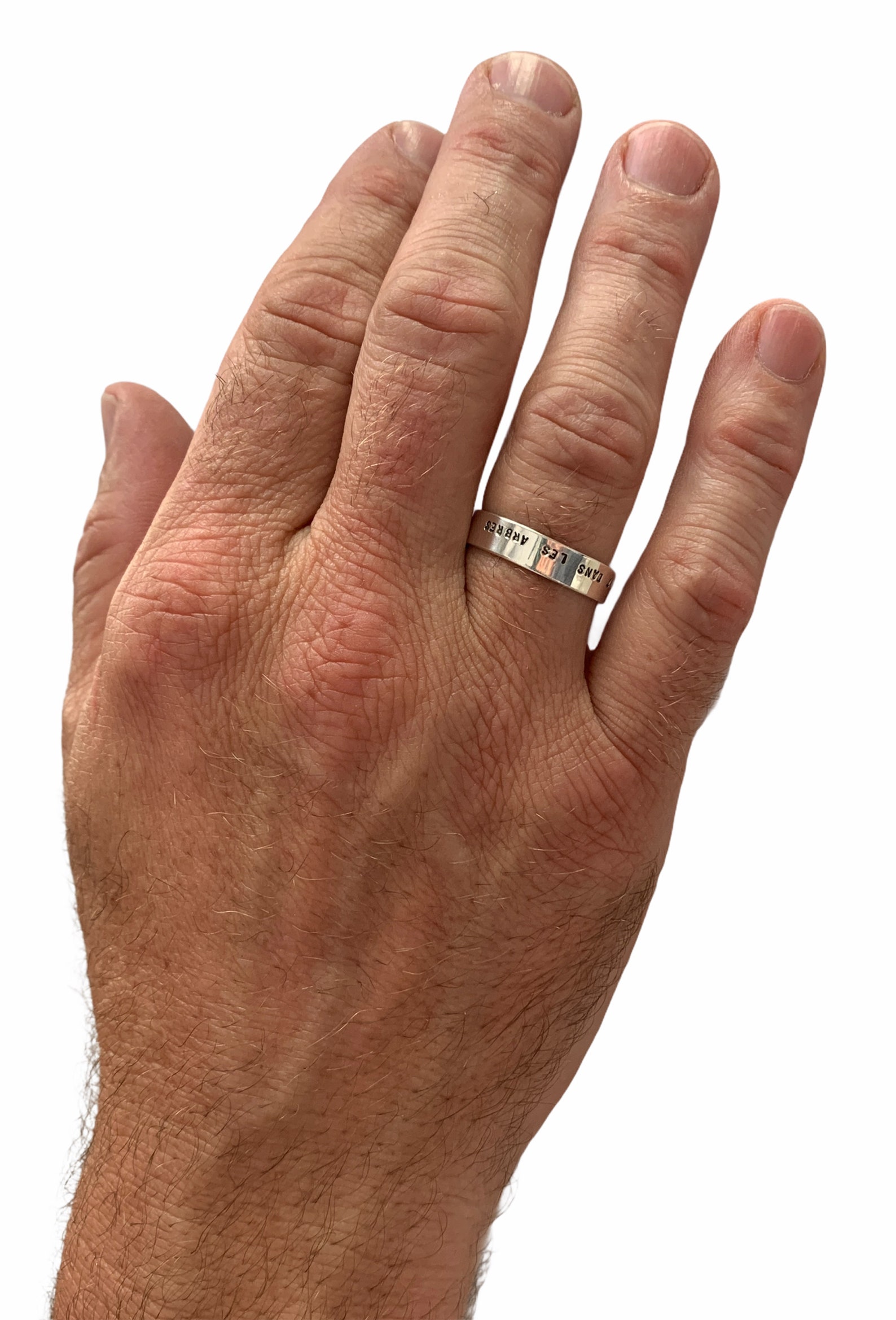 Bague Homme en argent 925. Gravure patnée